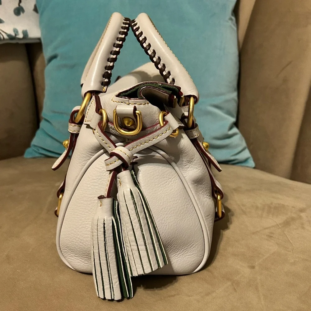 🦆 Dooney & Bourke Micro Florentine Satchel in Ecru - Picture 7 of 14